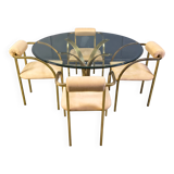 Vintage brass dining set by Belgochrom, 1970s