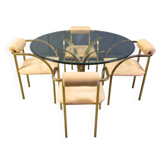 Vintage brass dining set by Belgochrom, 1970s