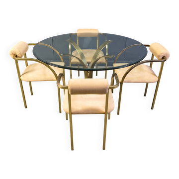 Vintage brass dining set by Belgochrom, 1970s