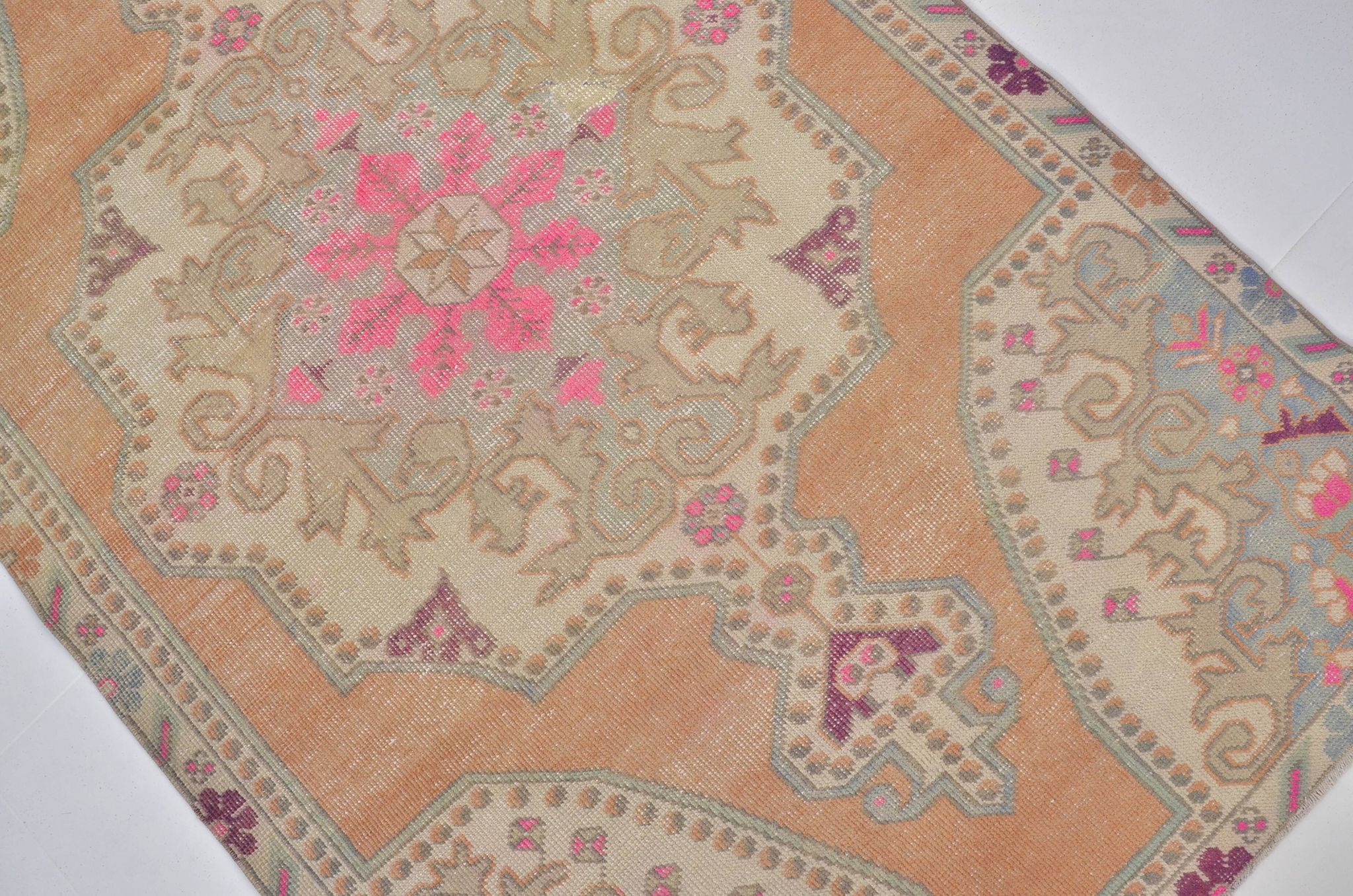 Orange & Beige Turkish Vintage Rug sku 2555