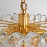 Luminaire en laiton doré, verre cristal Palazzo, Kalmar, Autriche, 1970