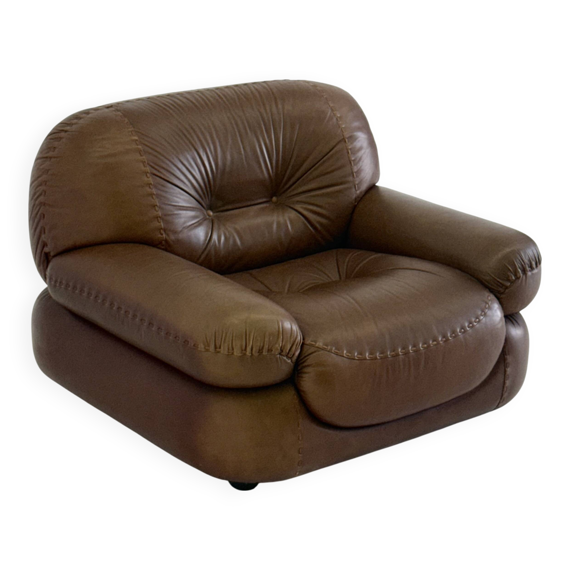Dark brown leather Sapporo armchair for Mobil Girgi