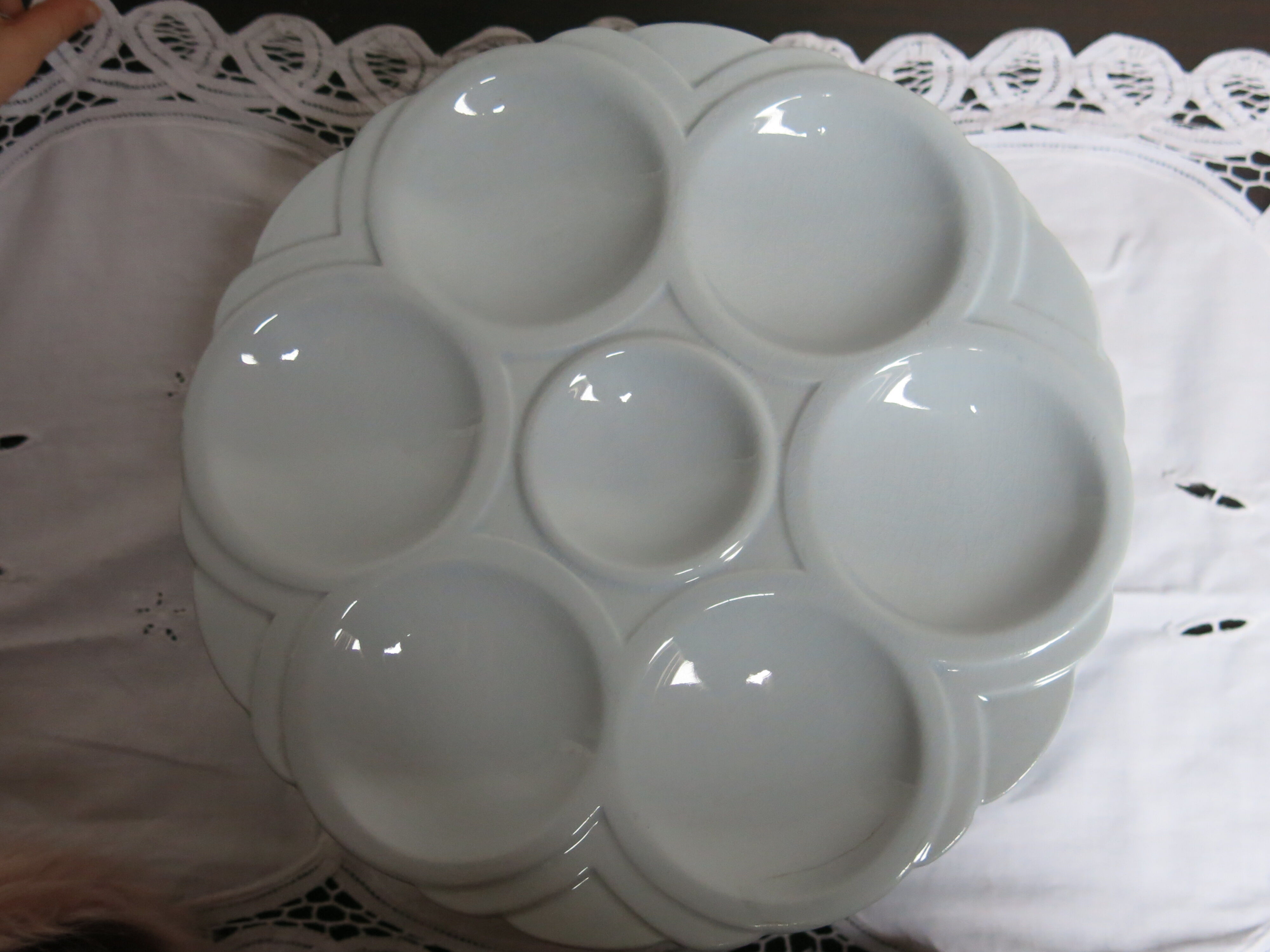 4 plates with blue oyster Sarreguemines