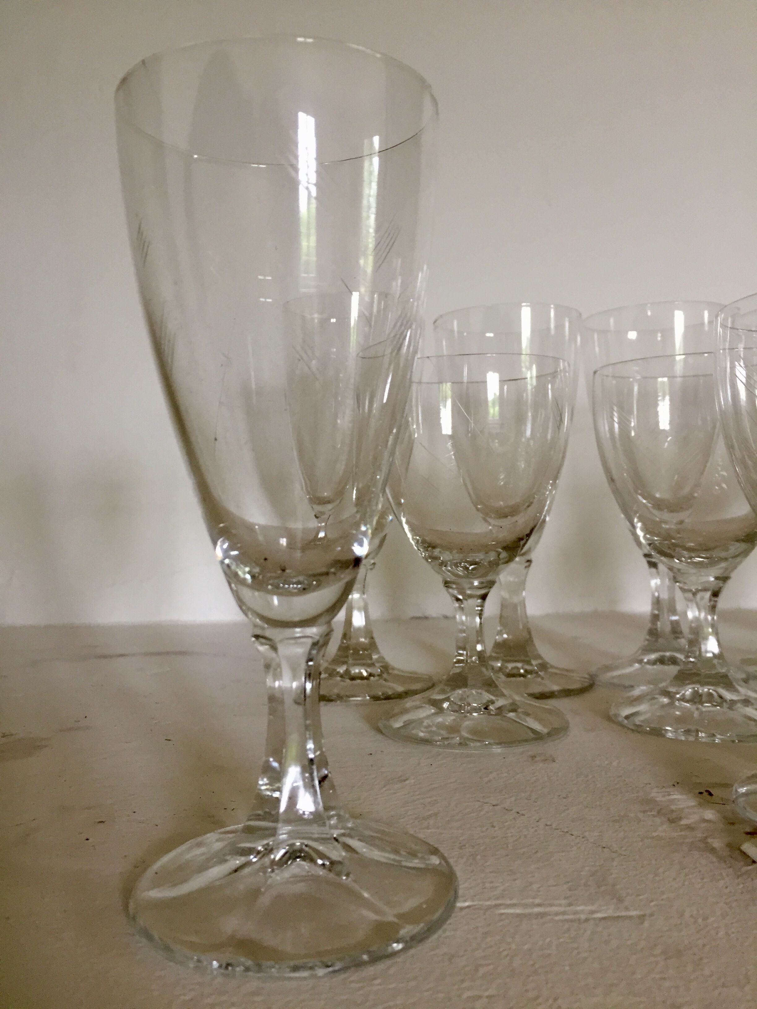 Set of crystal glasses from the 60s