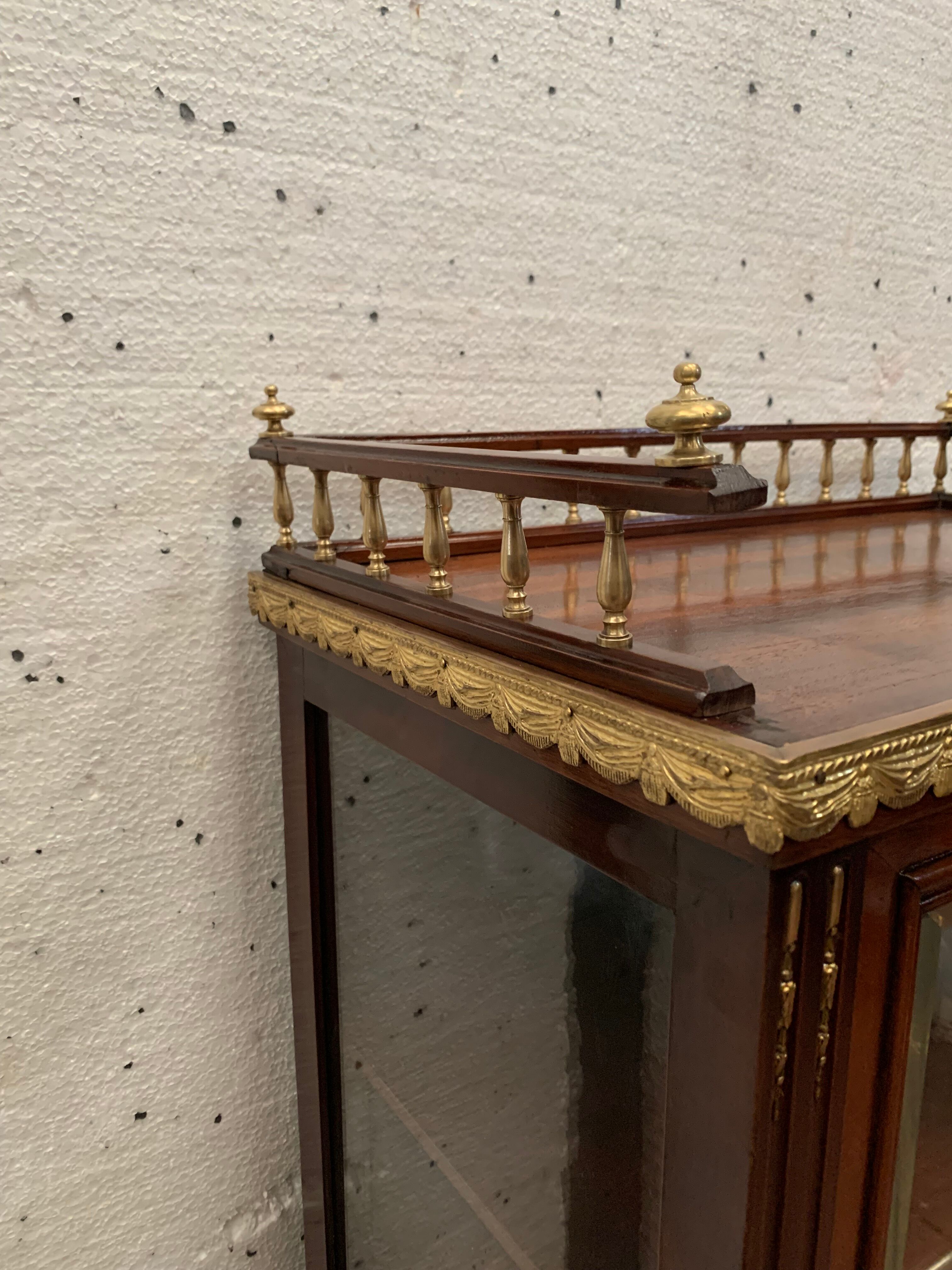 Napoleon III louis XVI style mahogany window and nineteenth century bronze gallery