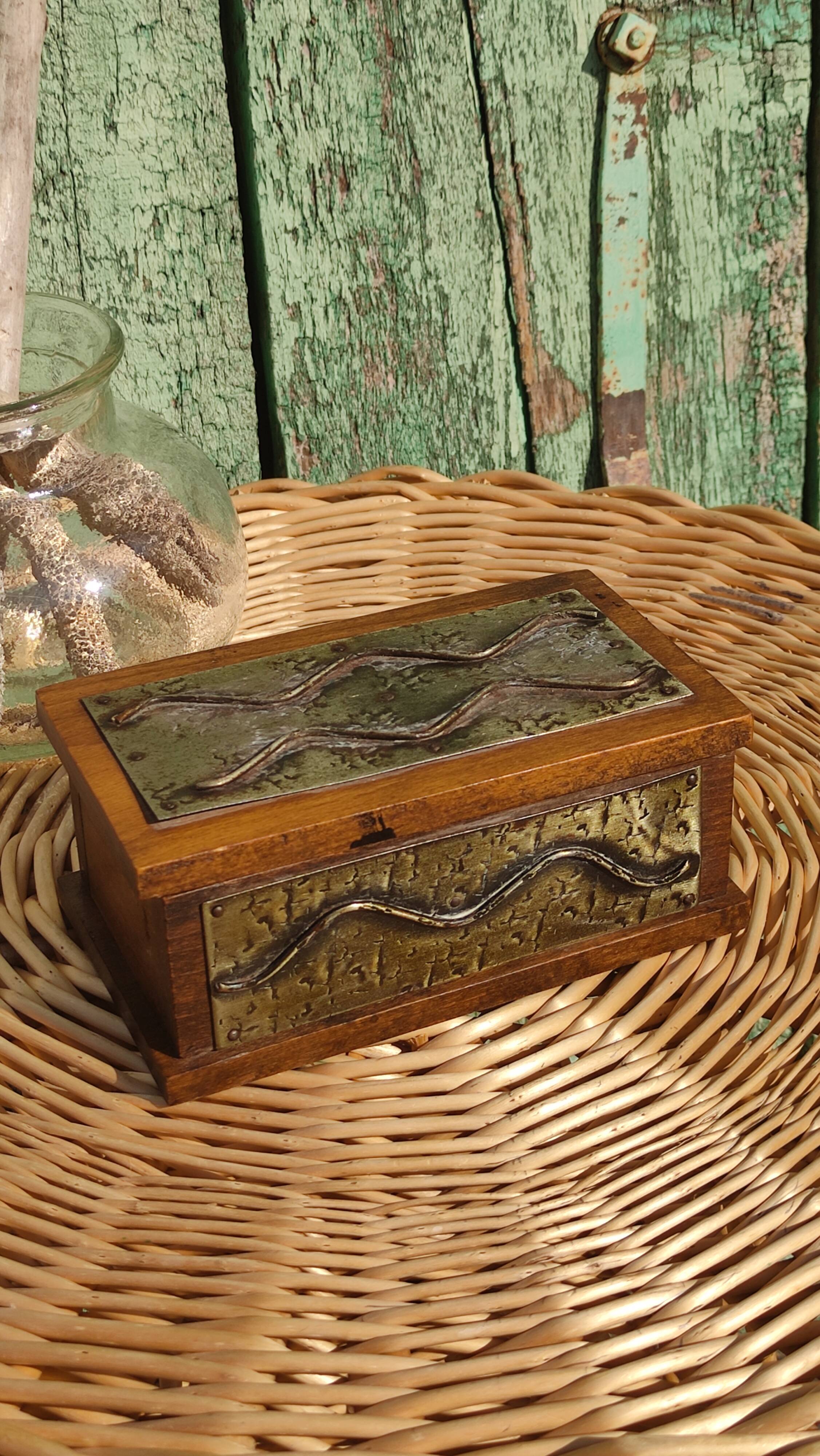 Vintage wooden and metal box