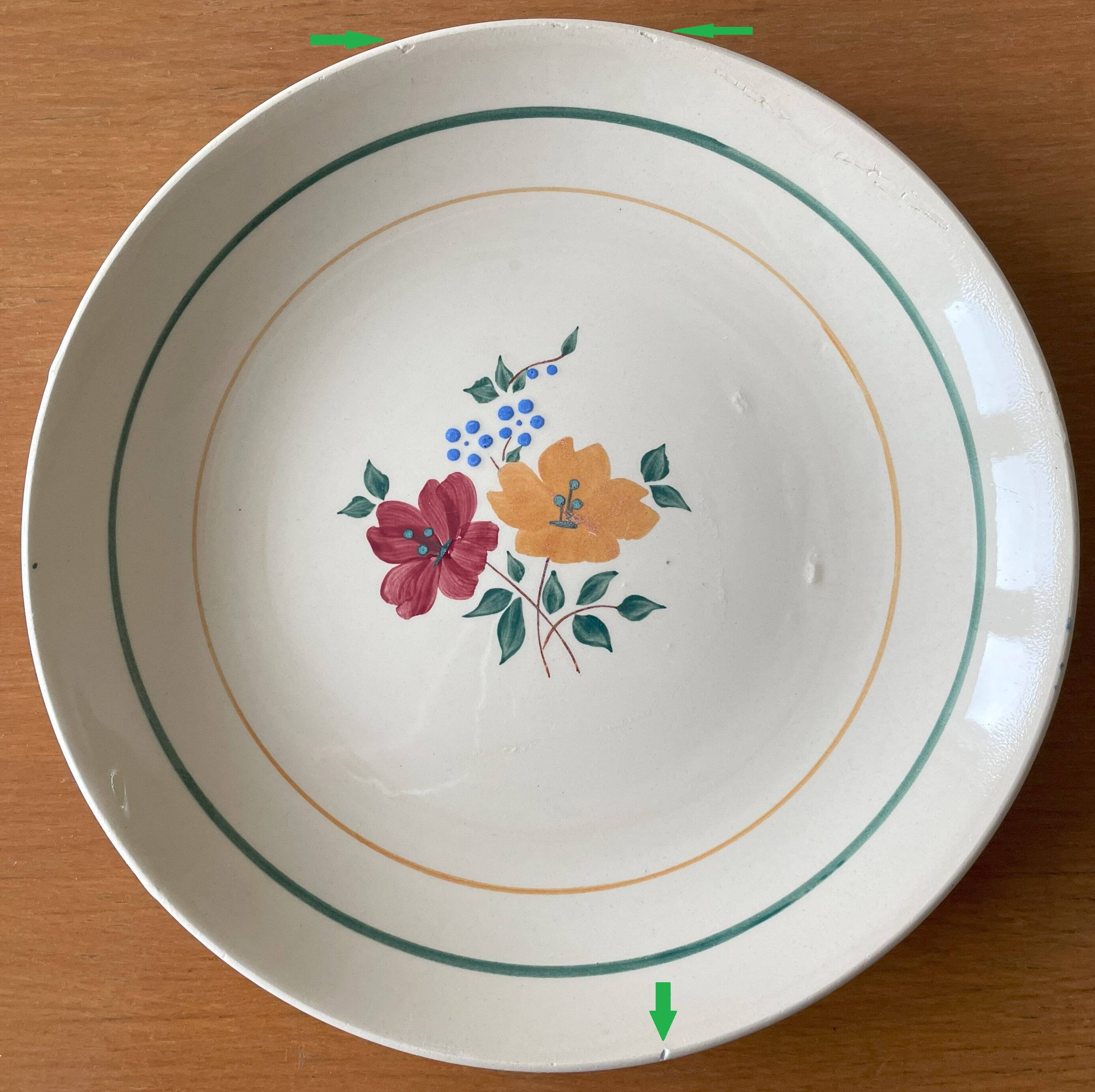 6 old earthenware dessert plates from Saint-Amand (North)