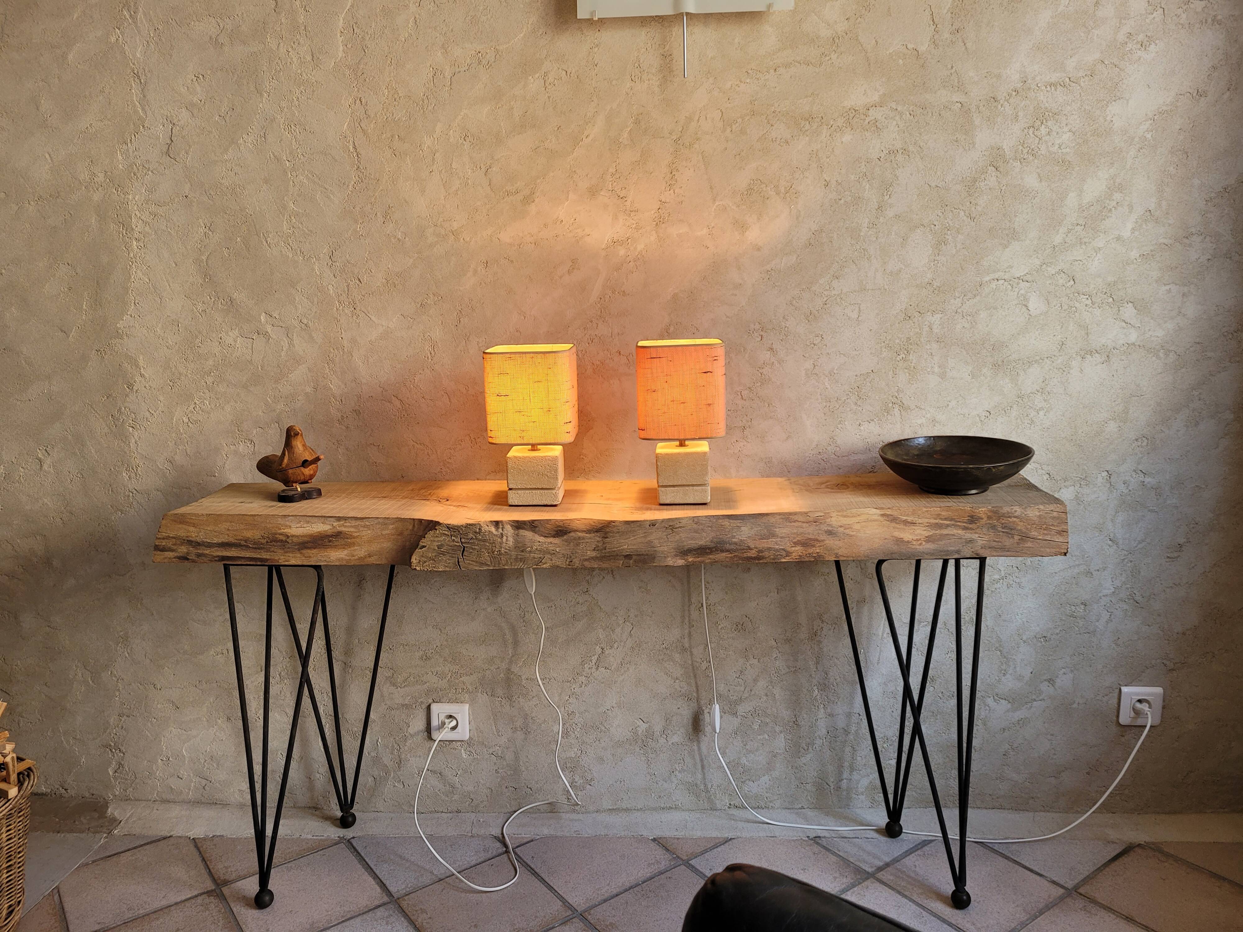 Paire de lampes en pierre années 60