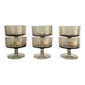 6 coupes vintage en verre fumé modèle « Suède » France 