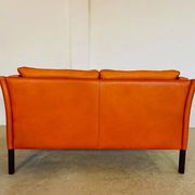 Vintage retro Danish Mogens Hansen 2 person cognac leather sofa