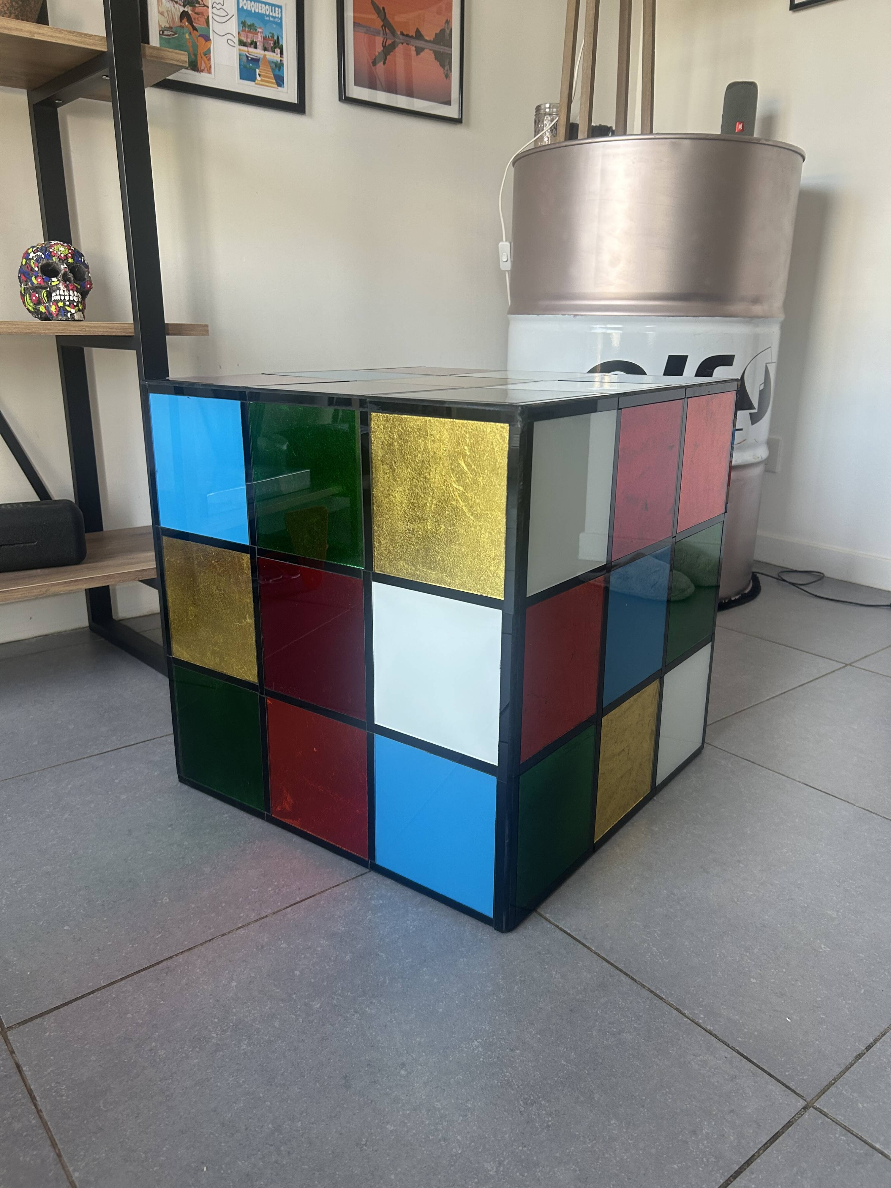 Multicolored rubik's cube table