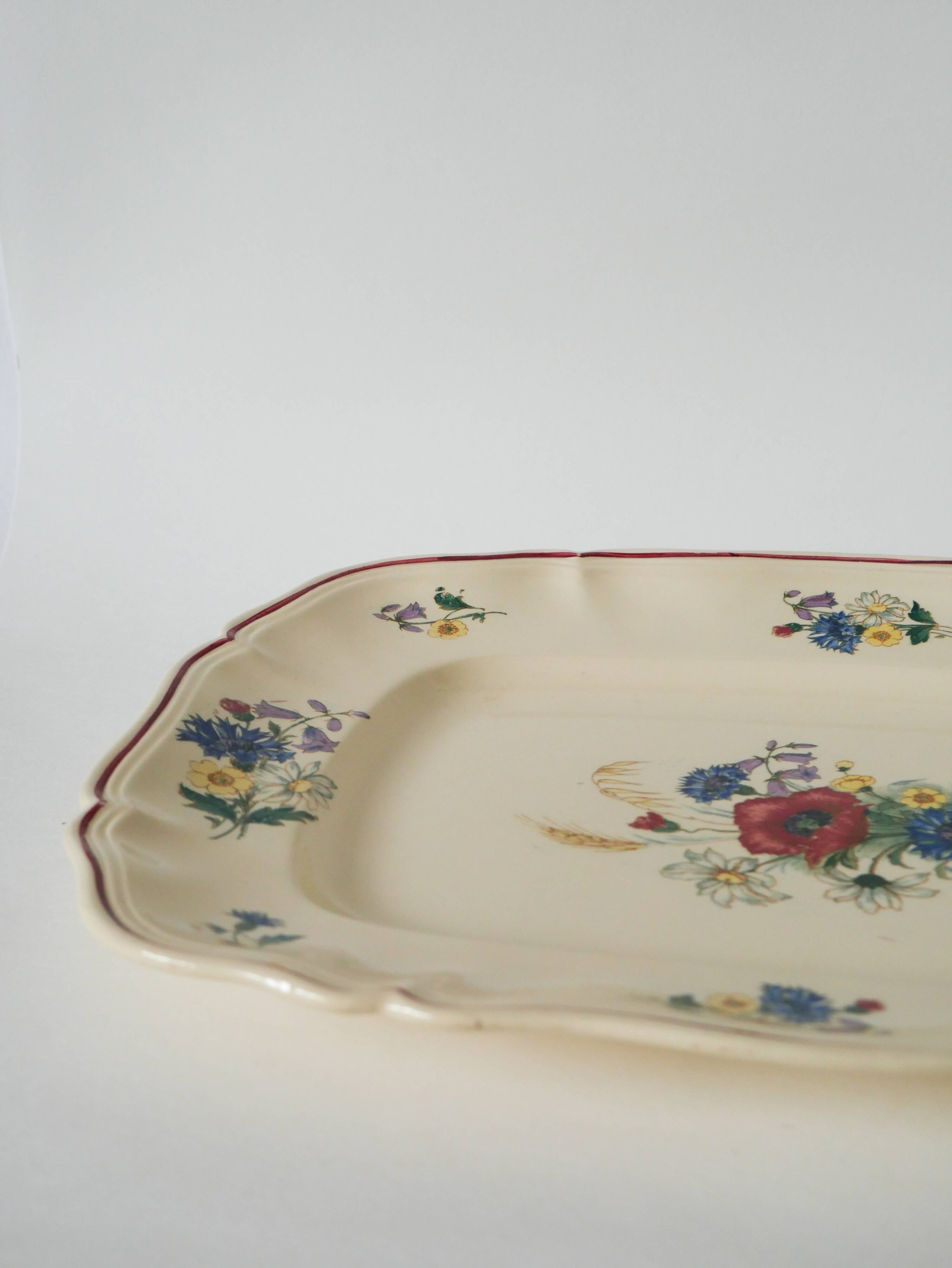 Large rectangular dish Digoin Sarreguemines model Agreste, 1960