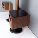 Wooden Entryway Mirror Organizer with Black Glass Tops, Italy