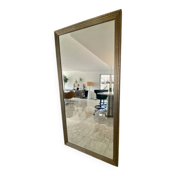 Miroir mural en métal texturé embossé et miroir biseauté