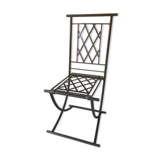 Chaise pliante ferronnerie artisanale ancienne
