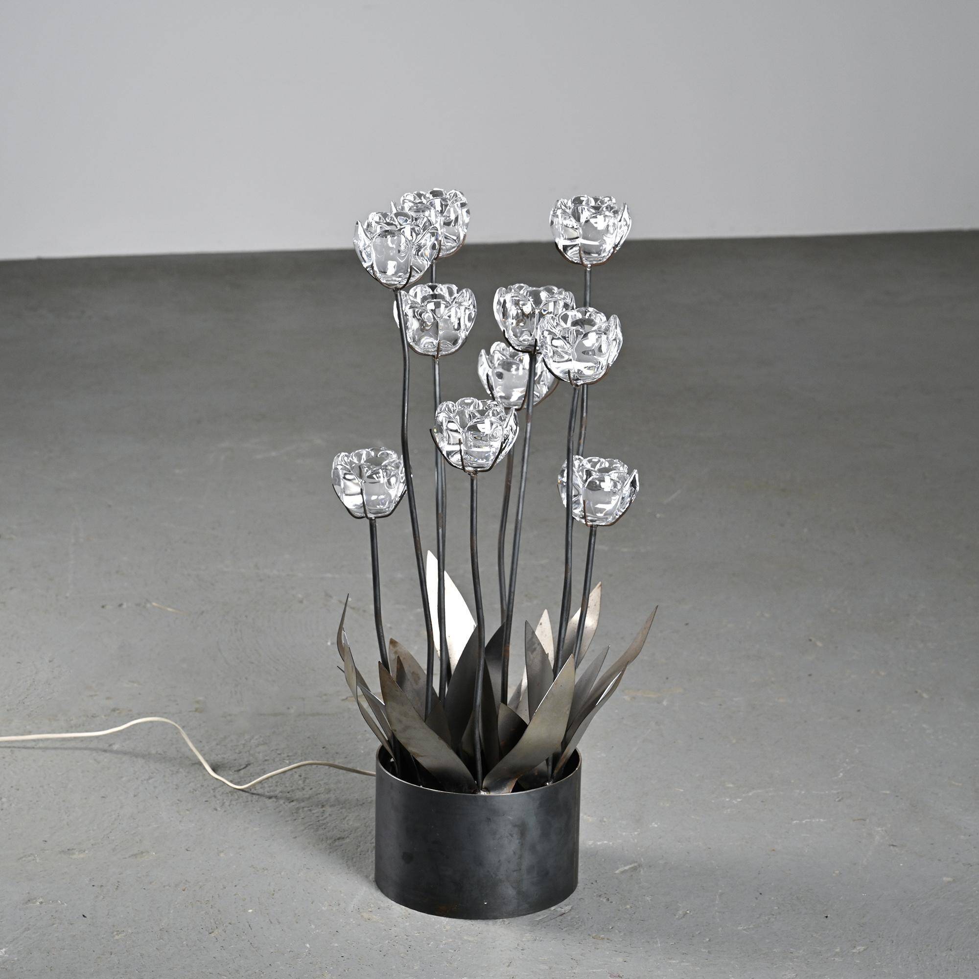 Sculptural floral lamp by Royal Copenhagen, Denmark, circa 1960.