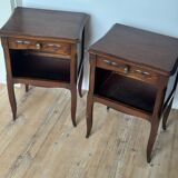 Pair of antique wooden bedside tables
