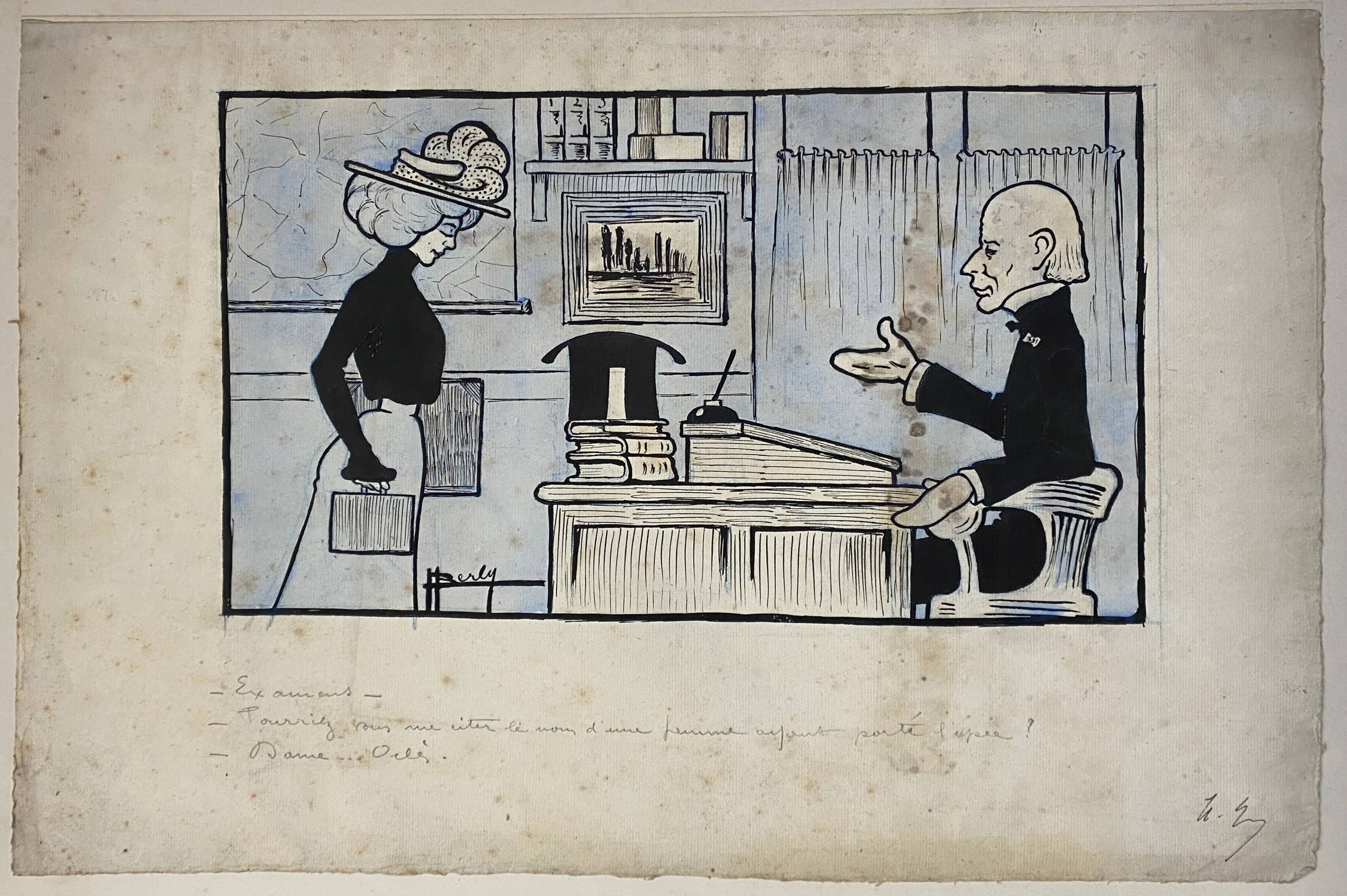 Pair of old cartoons Presse signed Dandurand and Berly