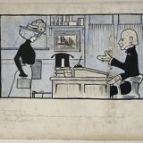 Pair of old cartoons Presse signed Dandurand and Berly
