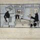 Paire de dessins humoristiques anciens Presse signés Dandurand et Berly