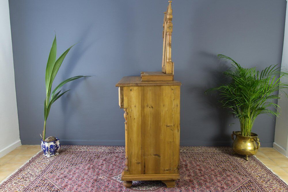 Art nouveau style baltic pine chest of drawers with mirror