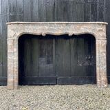 Louis XV Style Fireplace In Grey Marble Of the Ardennes