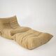 Togo set of launge chair and pouf in caramel loop