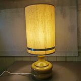 Round vintage khaki painted metal lamp