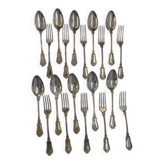Antique set of 20 silver-plated cutlery