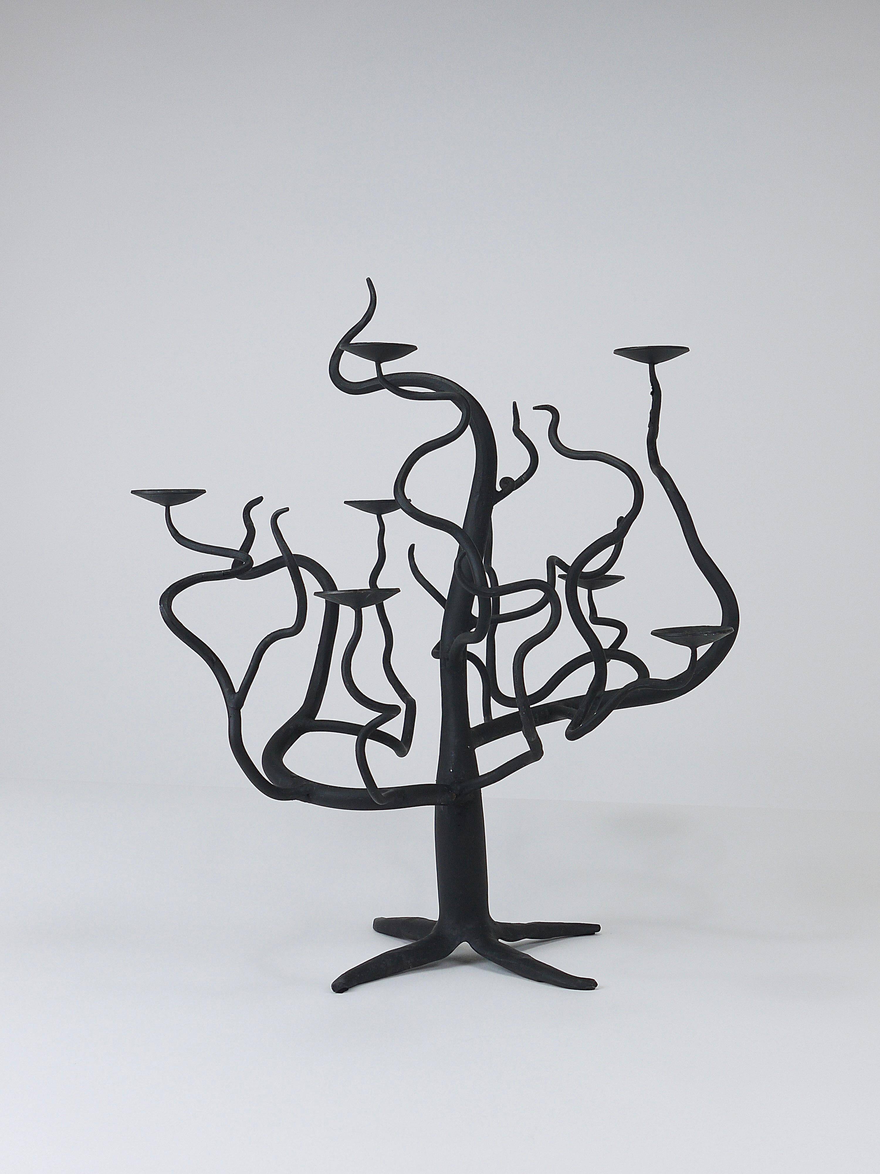 Brutalist Sculptural Chandelier Tree of Life Hand-Forged, 1970s