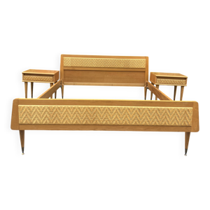 Lit vintage en chêne - chevets