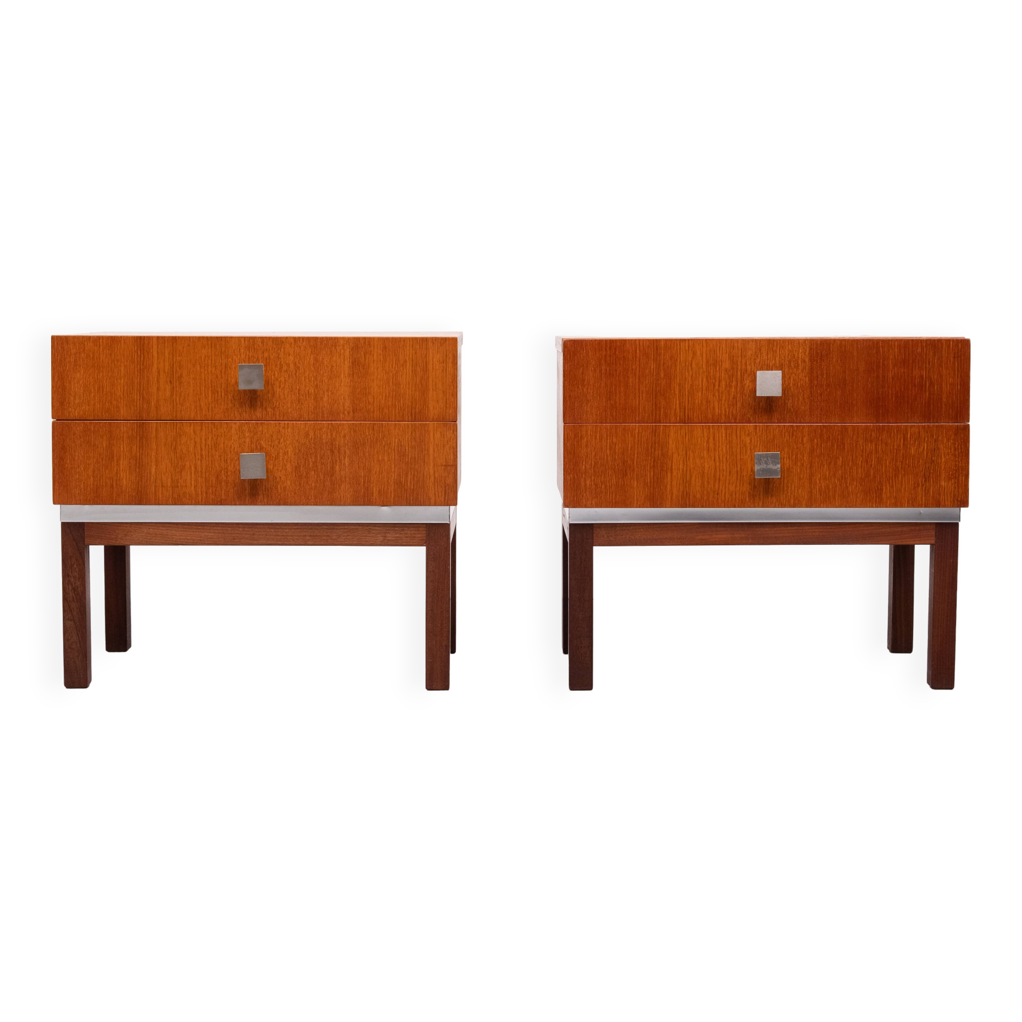 Pair of Meurop teak bedside tables 1960 Belgium
