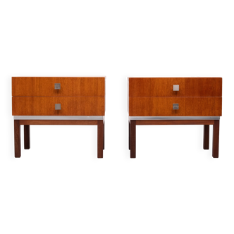 Pair of Meurop teak bedside tables 1960 Belgium