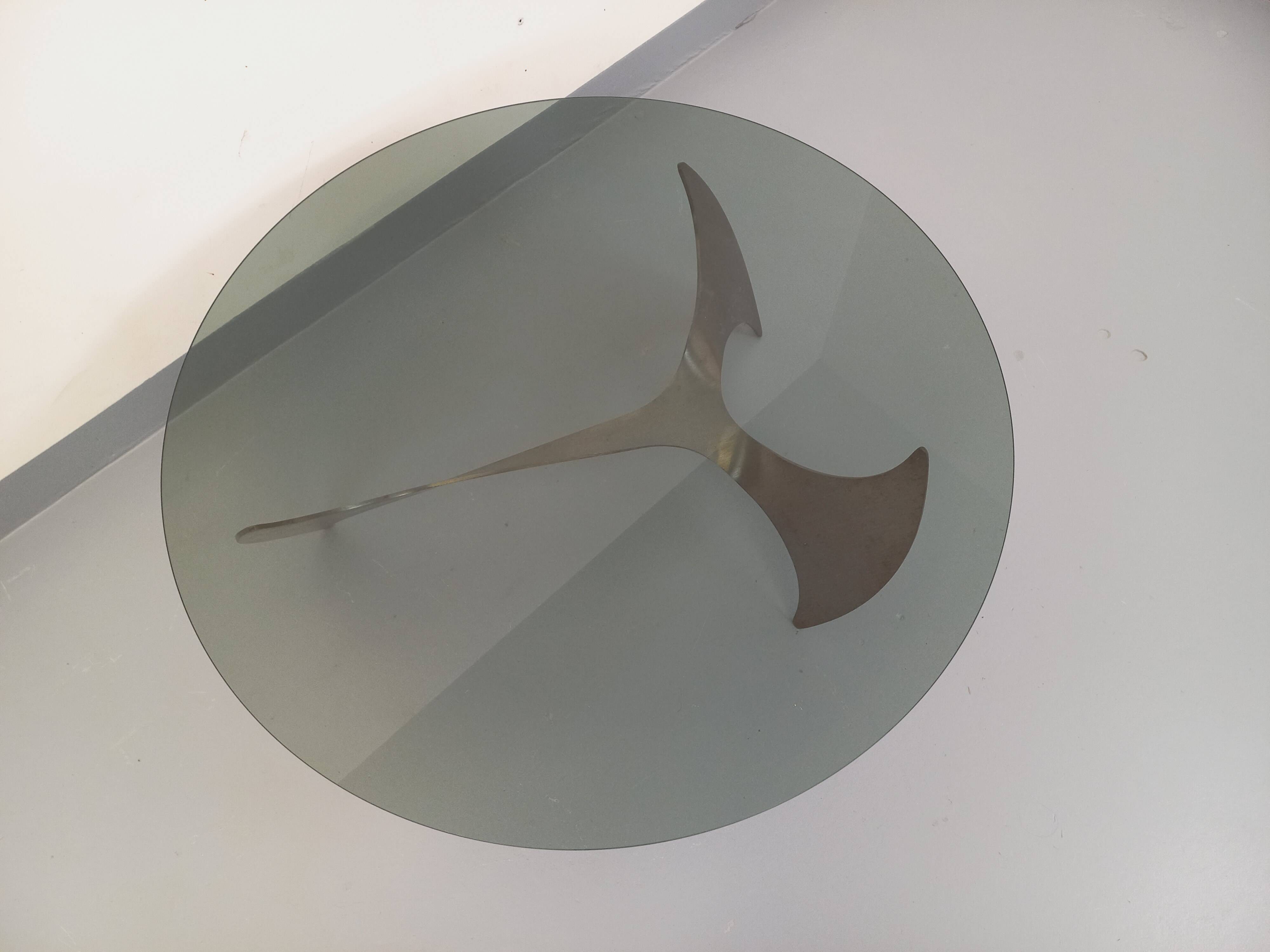 Vintage Propeller coffee table by Knut Hesterberg in steel and glass.
