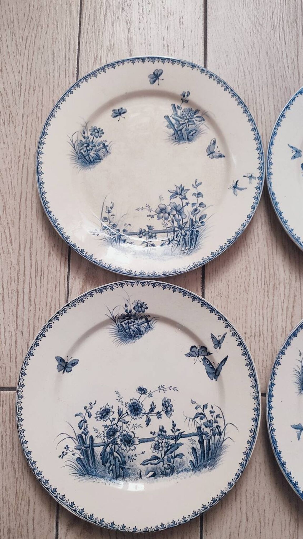 4 assiettes plates en faience de Sarreguemines, Tsarine