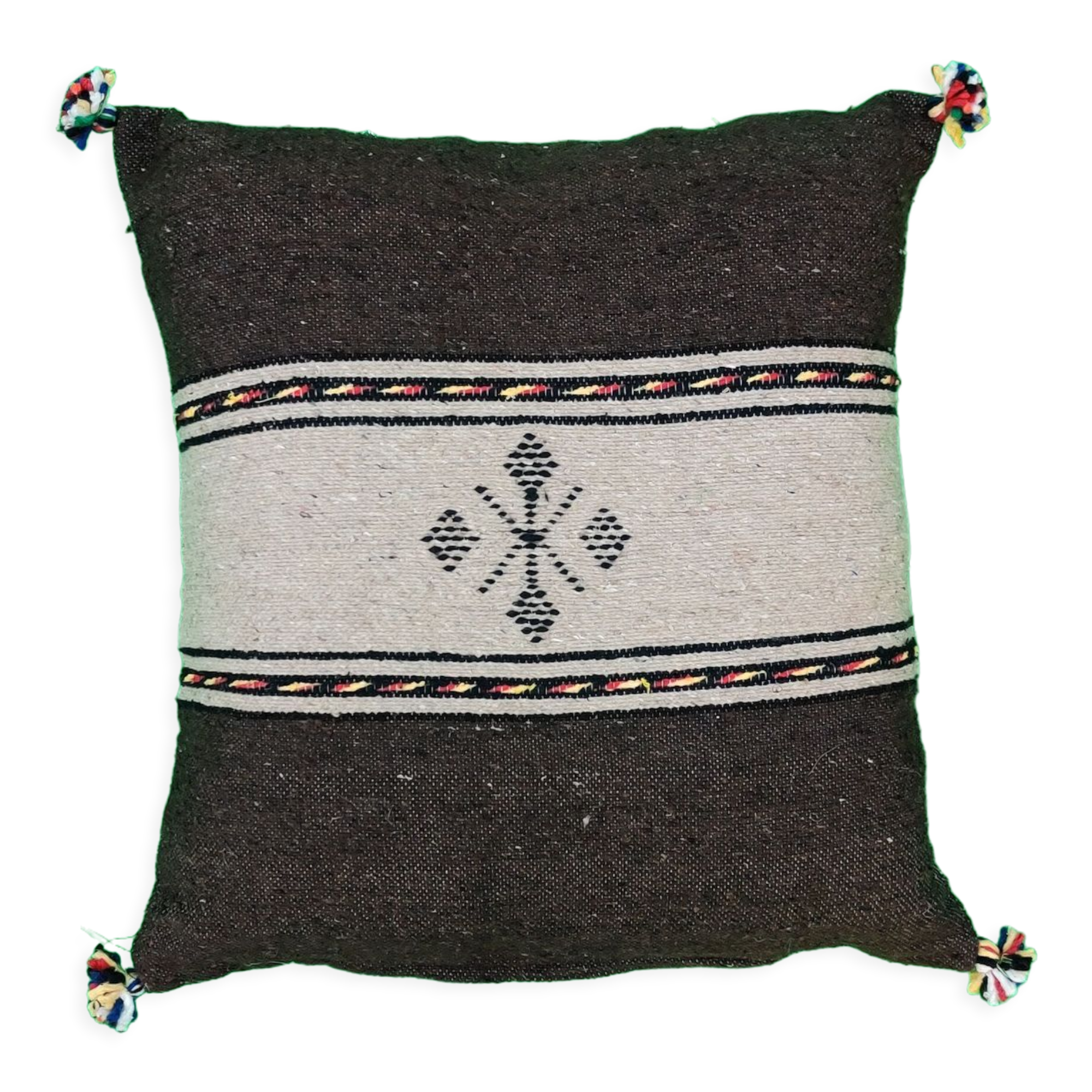Coussin berbère chocolat et beige