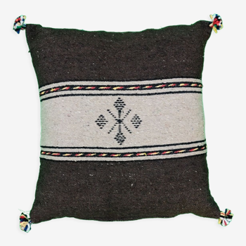 Berber chocolate and beige cushion