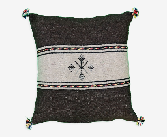 Coussin berbère chocolat et beige