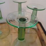 5 large green stemmed glasses