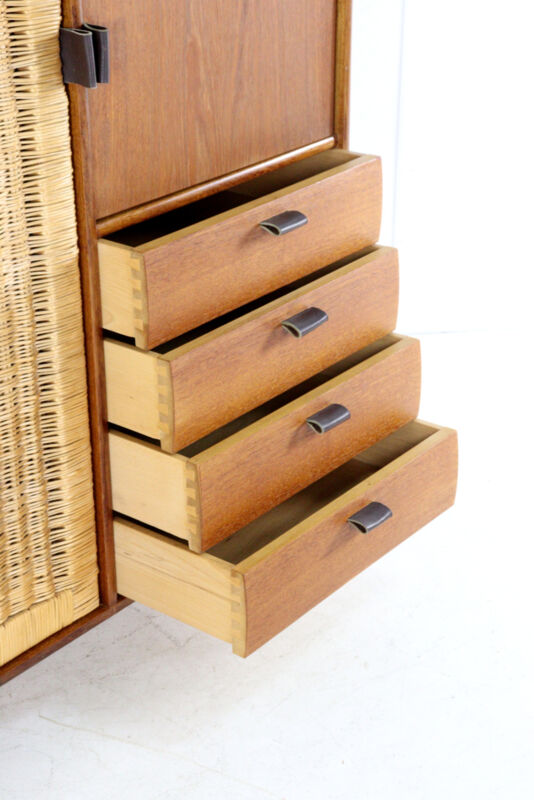 Sebastian Muggenthaler wardrobe - teak & Wicker - rare mid century design