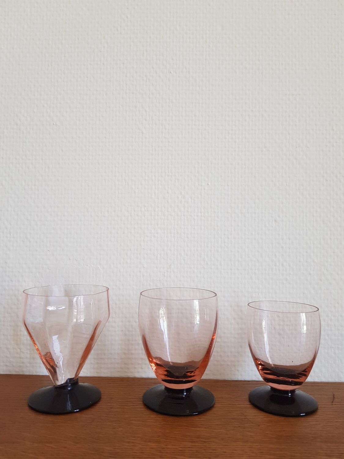 Set of 6 two-tone old art deco glasses