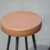 Set of 4 bar stools, metal and imitation leather stool, high stool