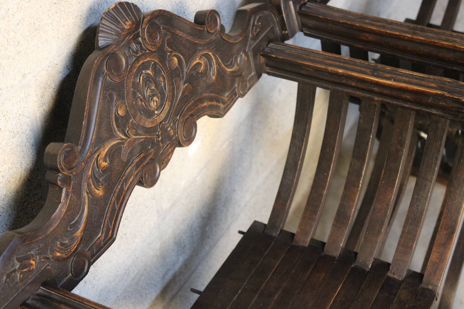 Pair of Antique savonarola folding chairs