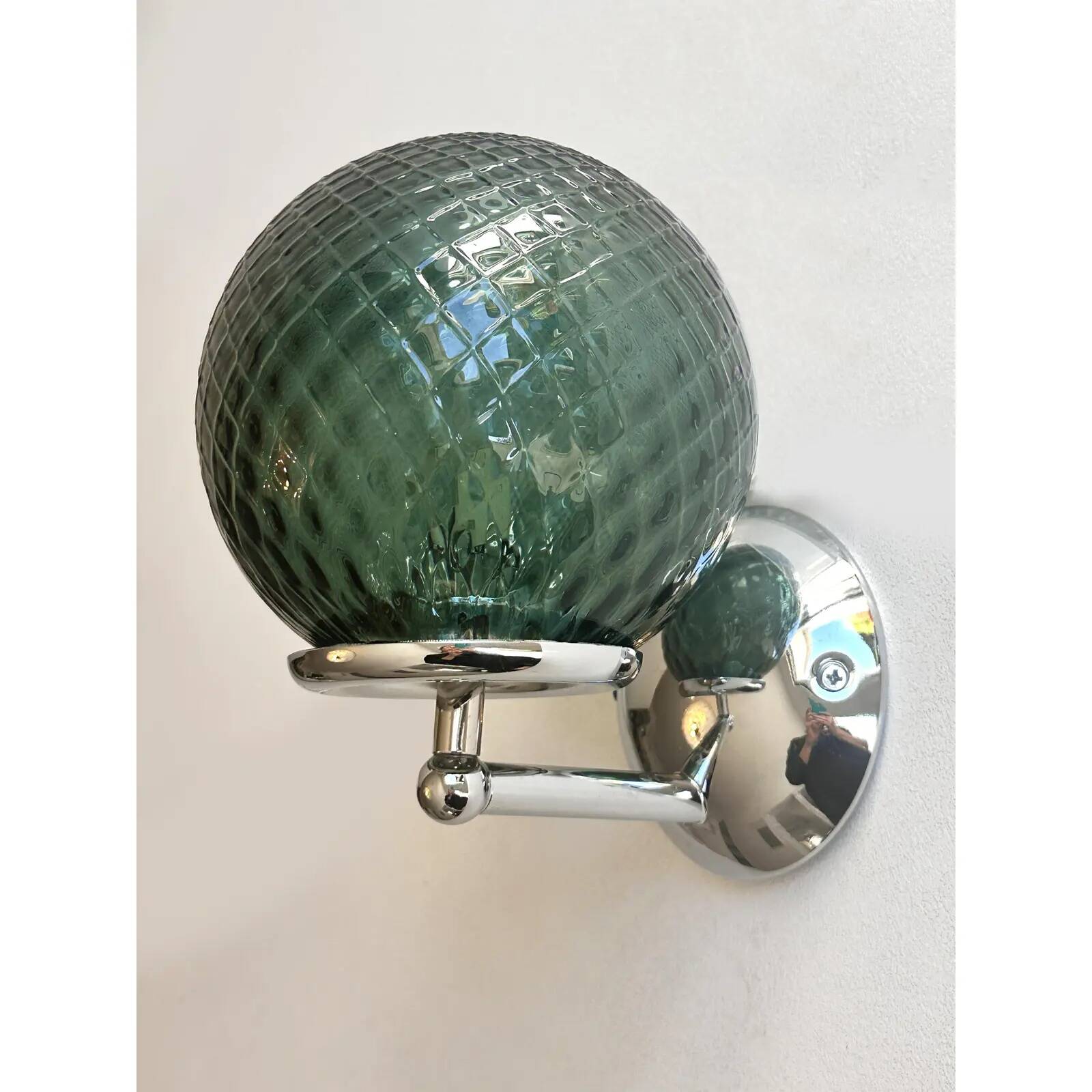 Set of Two Contemporary Green "Ballotton" Murano Glass Wall Sconces