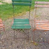 12 folding iron and wood garden chairs