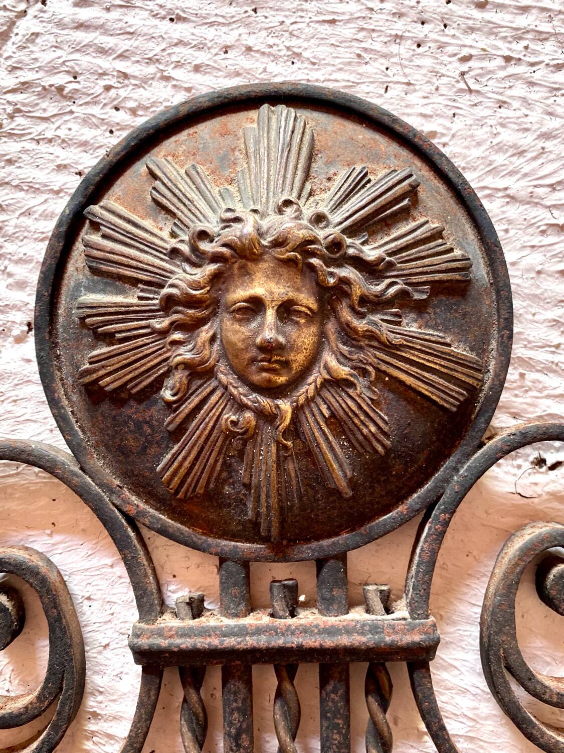 Pair of neoclassical wrought iron wall lights