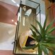 Table basse rectangulaire en laiton et verre