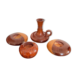Series of 4 vintage wooden candle holders