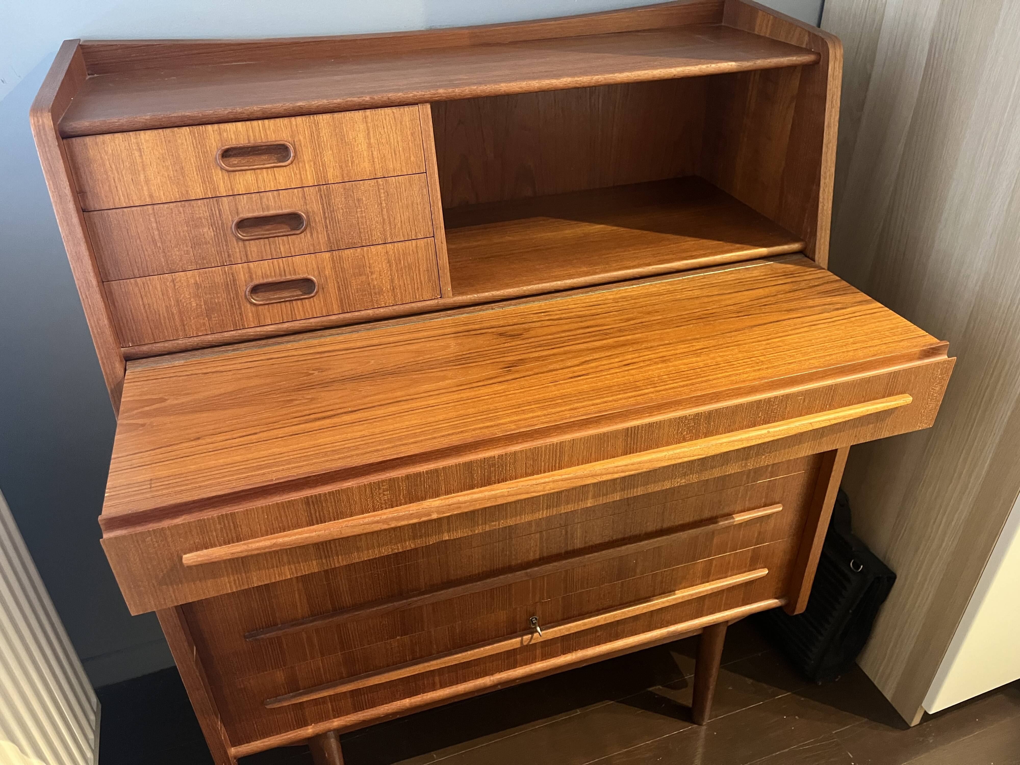 Danish multifunctional secretary (1960s) with desk and dressing table.