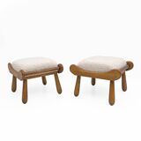 Paire de tabourets en hêtre de style Philip Arctander, années 1960